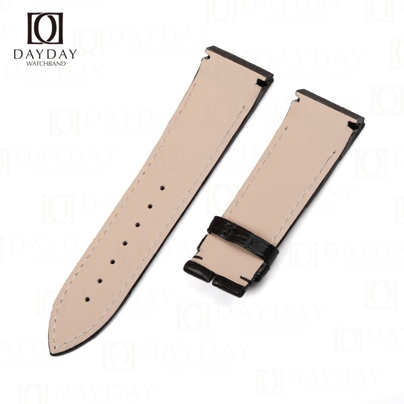 Custom bespoke black alligator leather 22mm watch strap replacement for jaeger lecoultre reverso casa fagliano men's watch