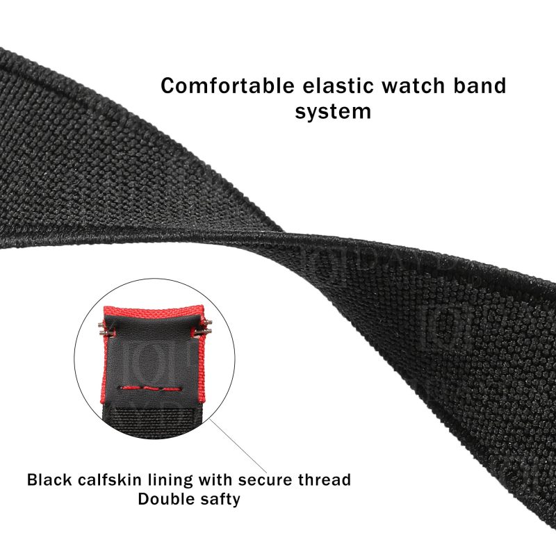 Custom bespoke black red elastic watch band replacement for Rolex DIW Carbon Daytona cost for sale (2)