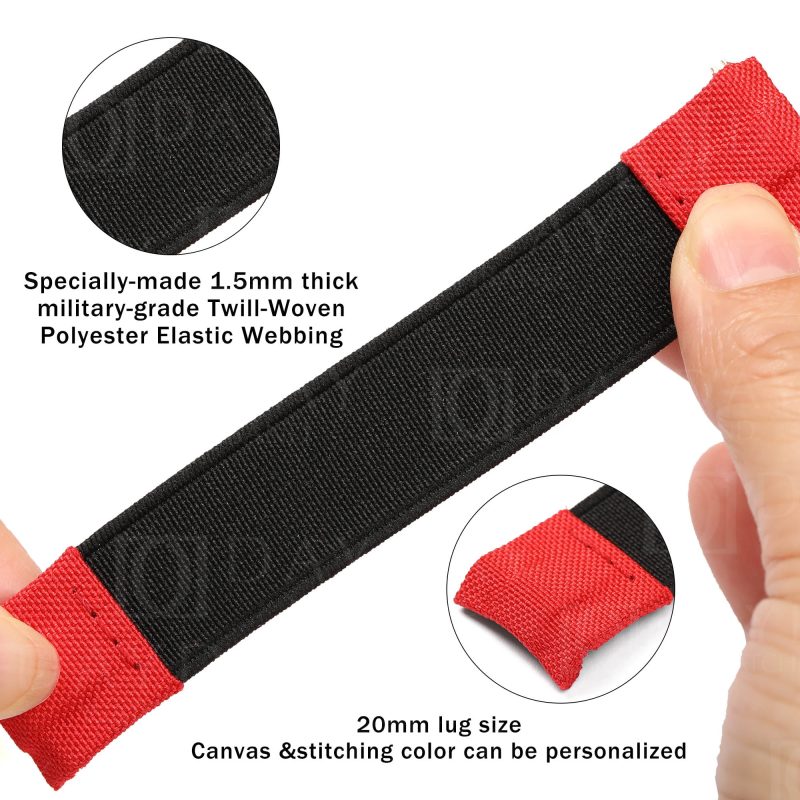 Custom bespoke black red elastic watch band replacement for Rolex DIW Carbon Daytona cost for sale (3)