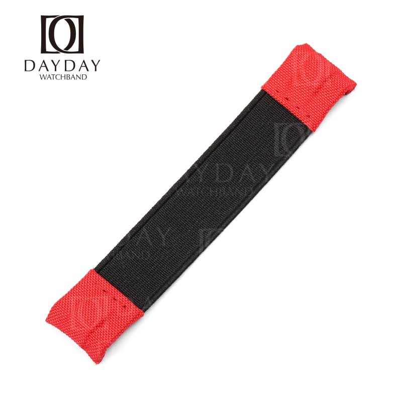Custom handmade black red elastic watch strap replacement for Rolex DIW Carbon Daytona cost for sale (2)