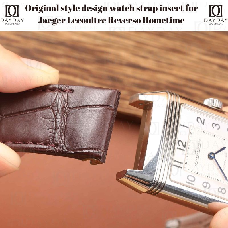 Daydaywatchband custom brown alligator leather watch strap band belt trplacement for Jaeger Lecoultre Reverso Squadra Hometime,Rendez-Vous Reverso