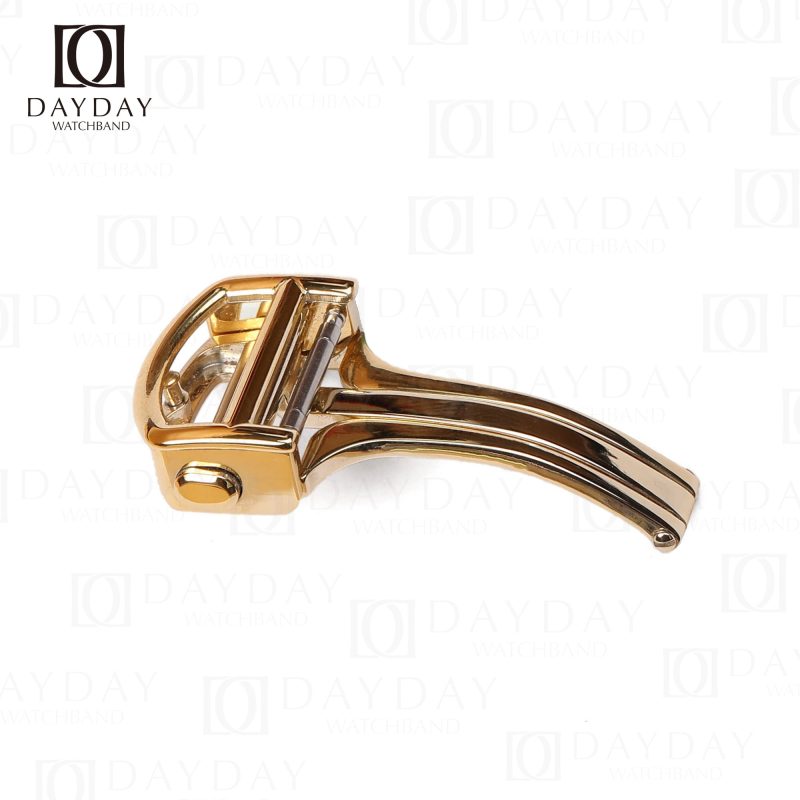 Gold stainless steel cartier deployment clasp buckle for Cartier Santos leather watch strap (2)
