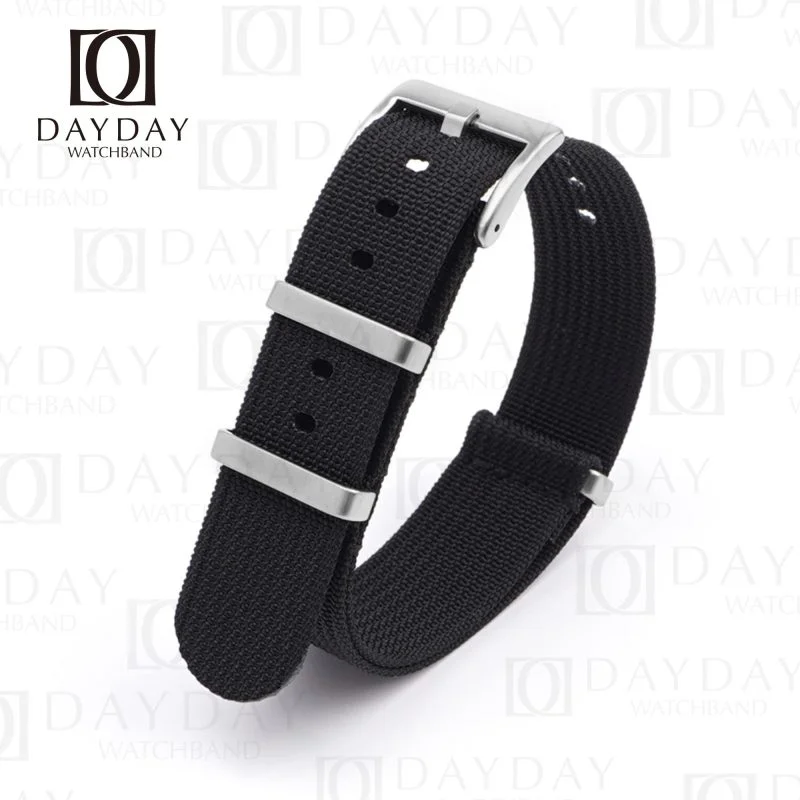 Black Nylon fabric watch strap replacement for Omega x Swatch moonswatch 20mm for sale