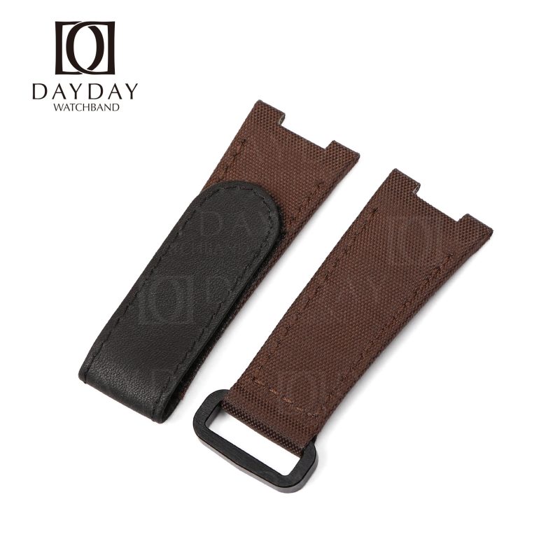 Buy Personalized handmade dark brown Nylon canvas velcro watch straps for patek philippe nautilus 5711 5712 at low price
