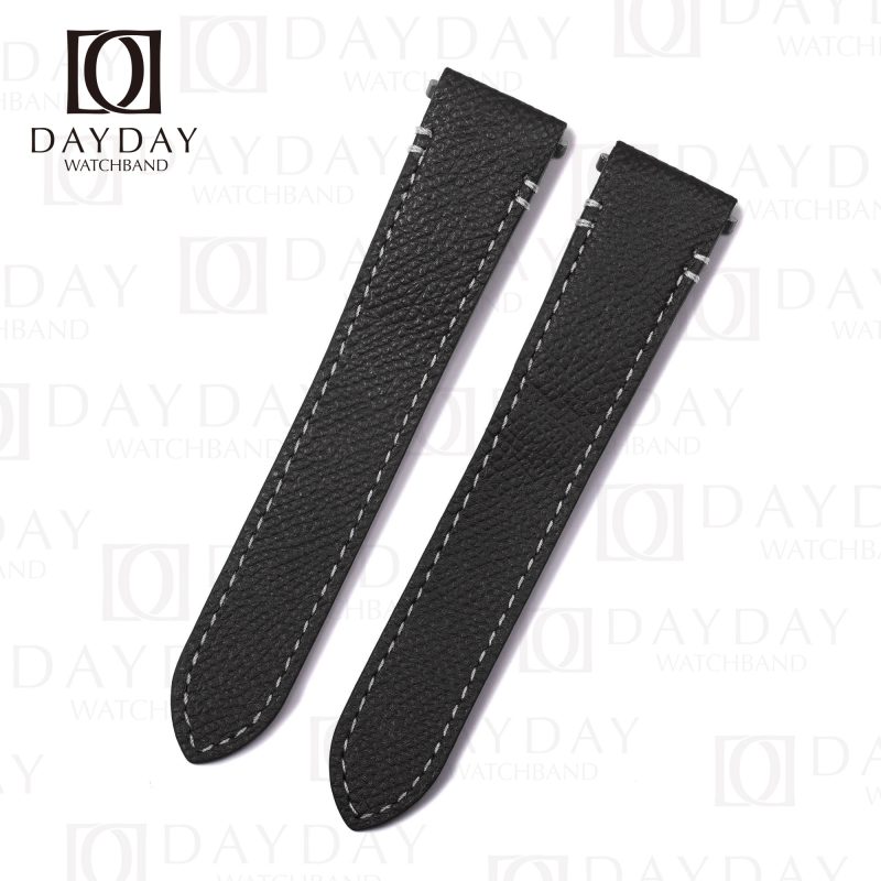 Custom Black Epsom leather qucikswitch watch band replacement for Cartier Santos Large Medium watches