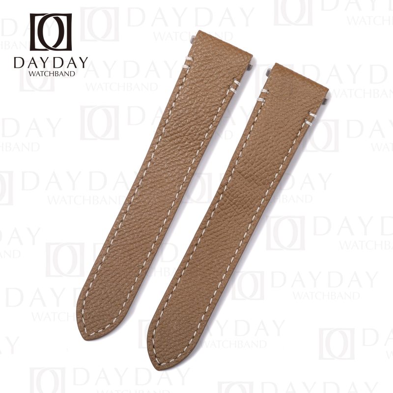 Custom Brown Epsom leather qucikswitch watch band replacement for Cartier Santos Large Medium watches