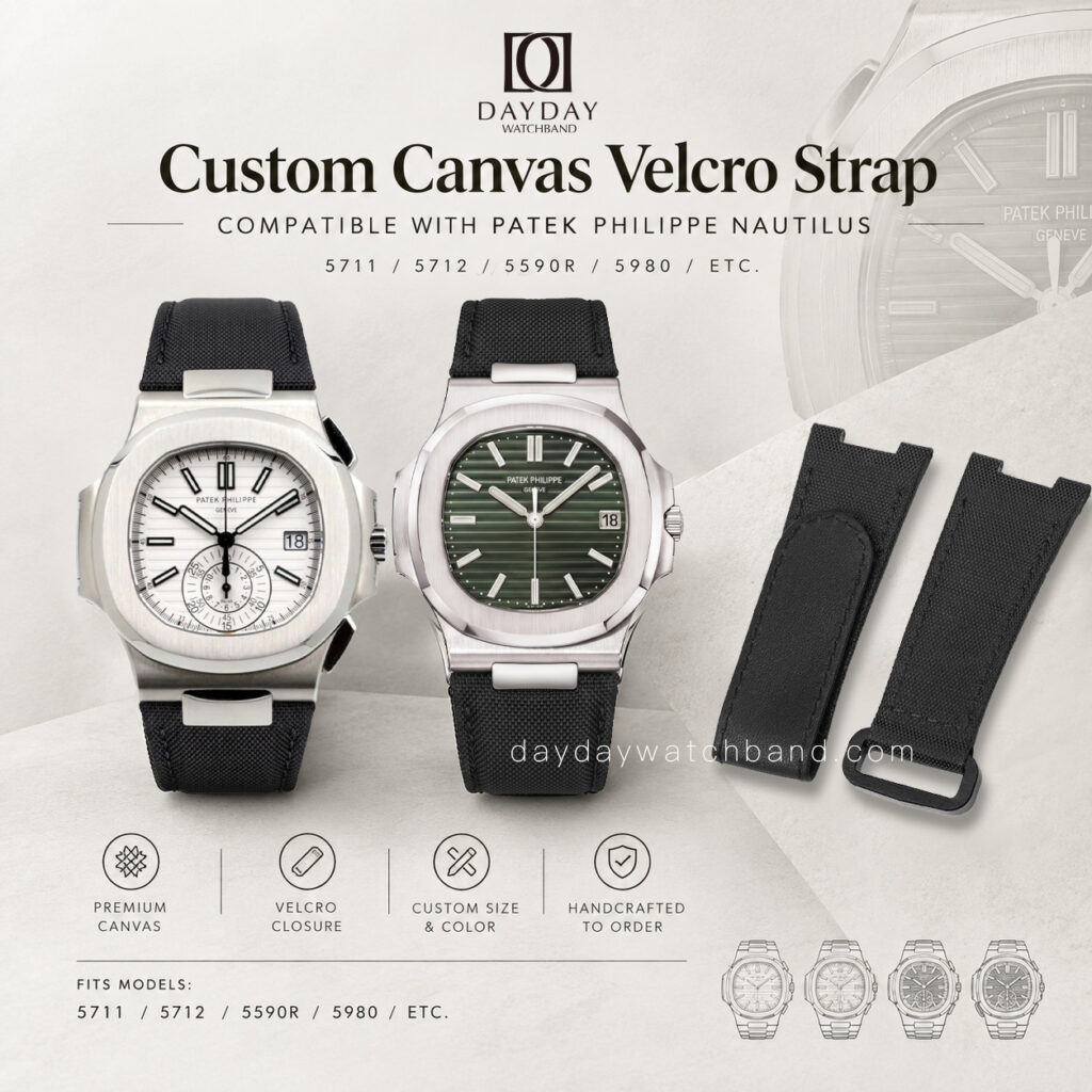 Custom Canvas Velcro watch bands for Patek Philippe Nautilus 5711 5712 5980 and more