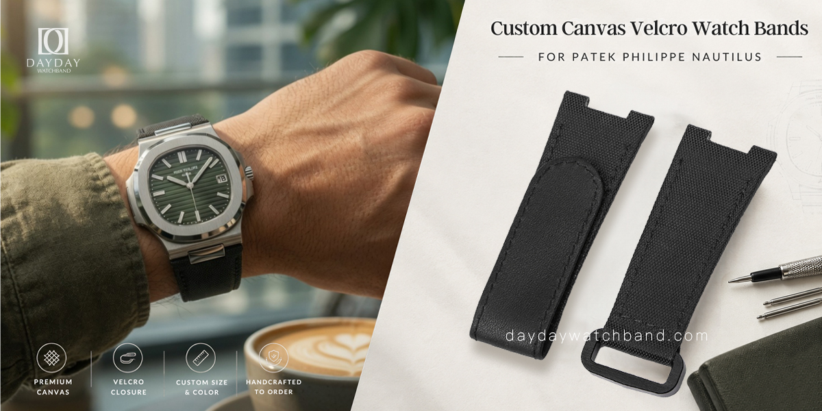 Custom canvas velcro Patek black strap