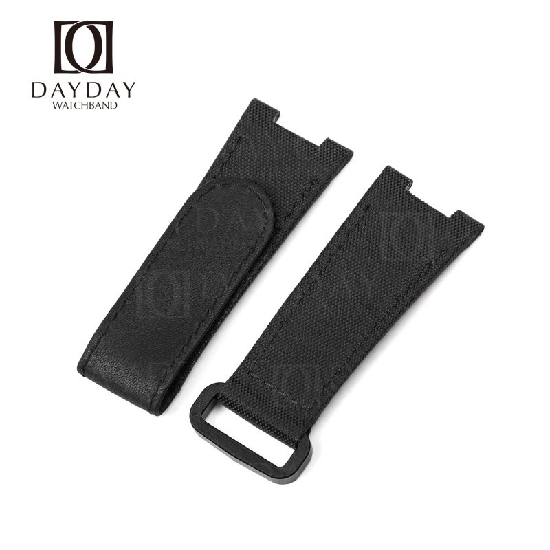 Custom handmade Black Nylon canvas velcro watch straps for patek philippe nautilus 5711 5712 (2)