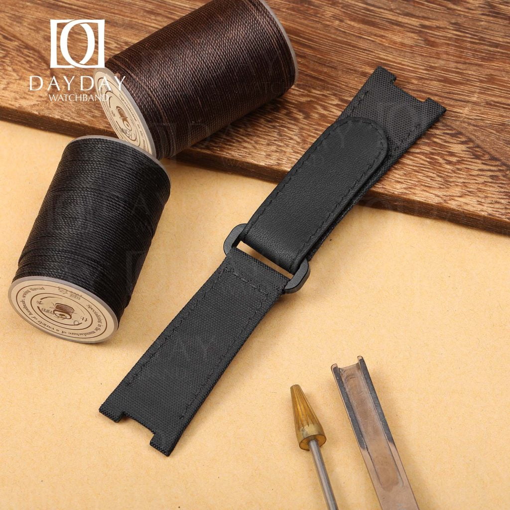 Custom handmade Black Nylon canvas velcro watch straps for patek philippe nautilus 5711 5712 (3)