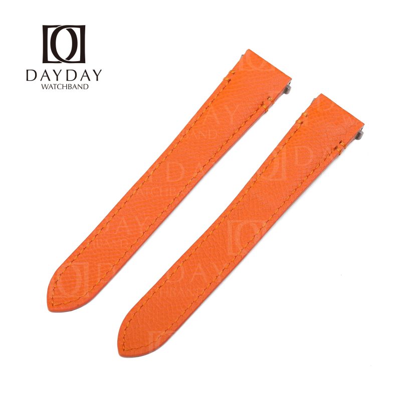 Custom organge Epsom leather qucikswitch watch band replacement for Cartier Santos Large Medium watches (2)