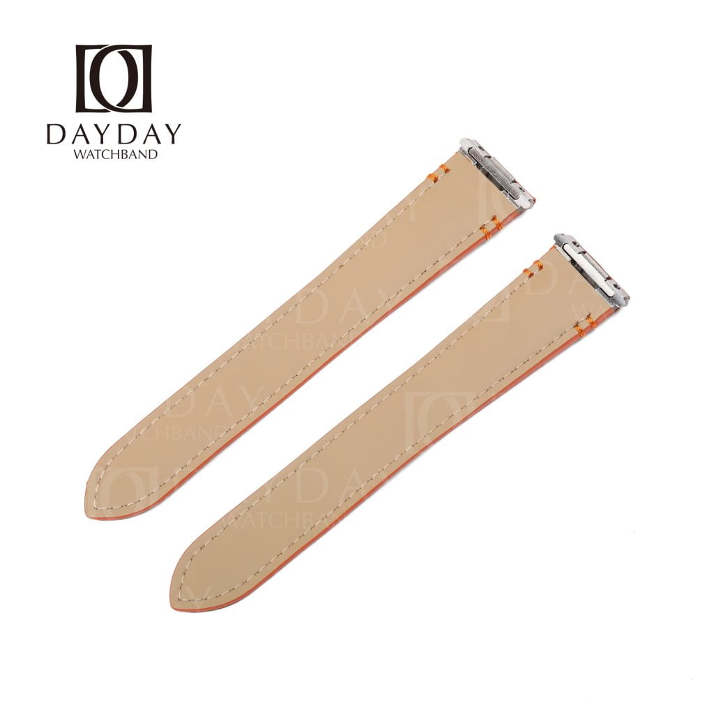 Custom organge Epsom leather qucikswitch watch band replacement for Cartier Santos Large Medium watches (3)