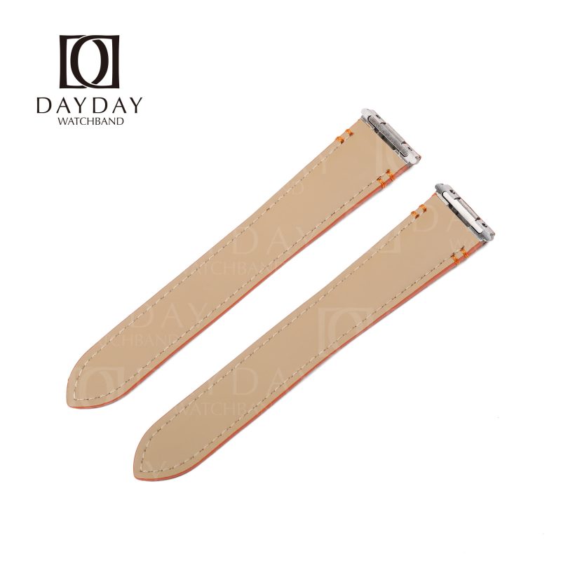 Custom organge Epsom leather qucikswitch watch band replacement for Cartier Santos Large Medium watches (3)