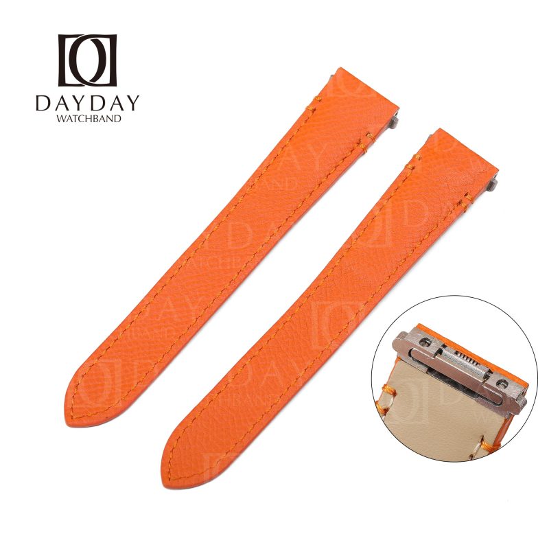 Custom organge Epsom leather qucikswitch watch band replacement for Cartier Santos Large Medium watches
