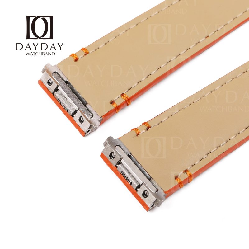 Personalized organge Epsom leather qucikswitch watch straps replacement for Cartier Santos Large Medium watches for sale (2)