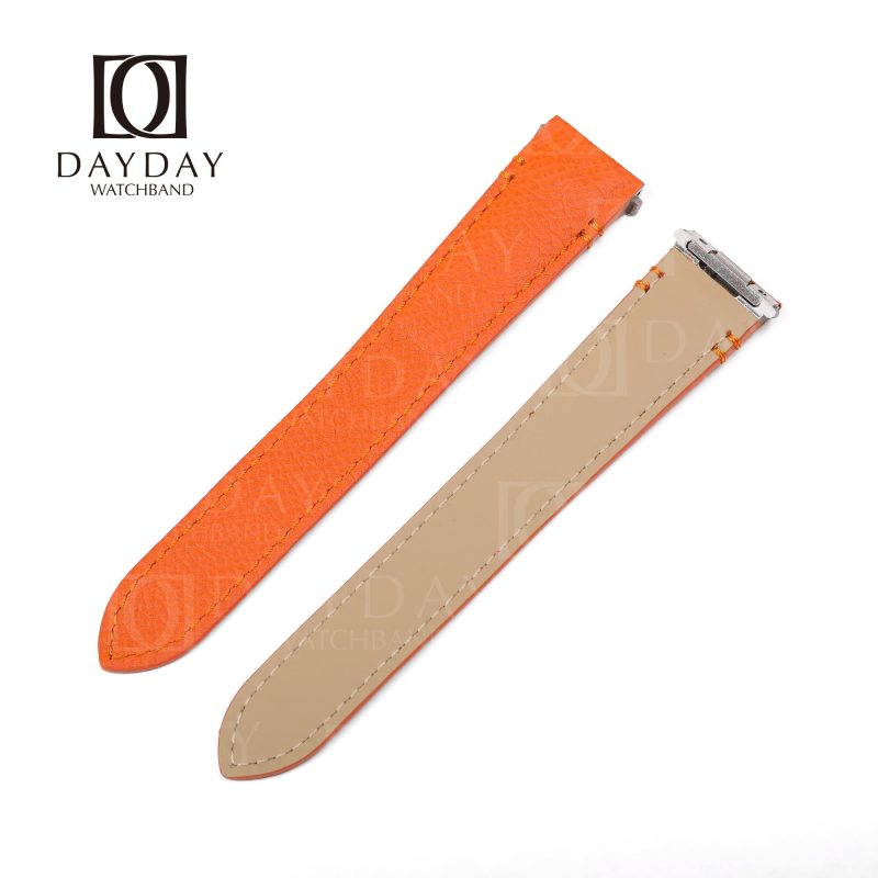 Personalized organge Epsom leather qucikswitch watch straps replacement for Cartier Santos Large Medium watches for sale