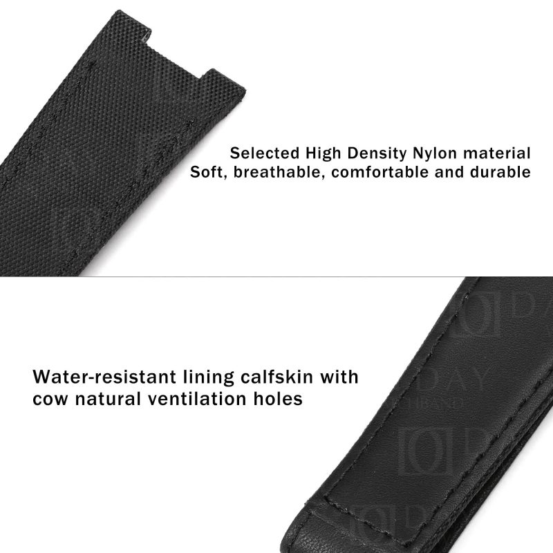 Shop bespoke custom patek philippe nautilus 5711 5712 Black orange Nylon canvas velcro watch straps for sale