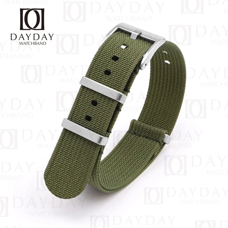 army green Nylon fabric watch strap replacement for Omega x Swatch moonswatch 20mm for sale