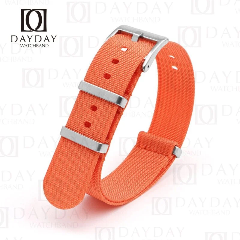 orange Nylon fabric watch strap replacement for Omega x Swatch moonswatch 20mm for sale