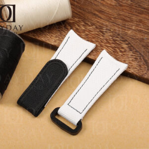 Bespoke-Handmade-Canvas-Pattern-Rubber-Curved-End-Watch-Band-for-Rolex