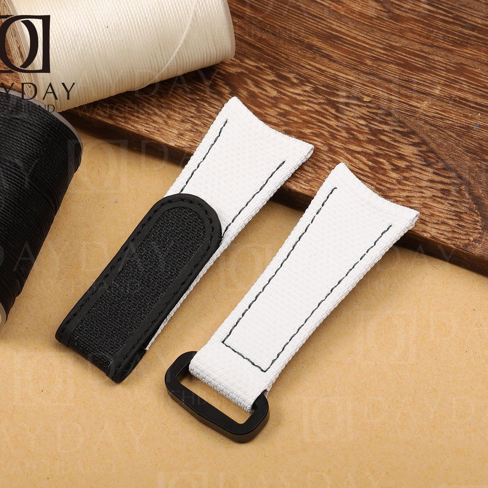 Bespoke Canvas Pattern Rubber Curved End Watch Band for Rolex Omega Audemars Piguet (Multiple Colors) 1 Bespoke-Handmade-Canvas-Pattern-Rubber-Curved-End-Watch-Band-for-Rolex