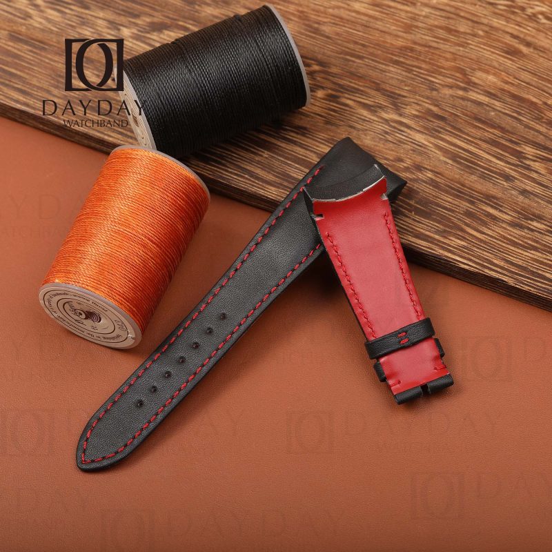 Black handmade real smooth calf leather Tudor Fastrider Ducati watch strap replacement for sale (1)