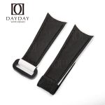 Buy black custom curved end rubber watch strap replacement for Rolex Omega IWC and more 20mm watches for sale