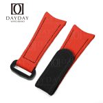 Buy red custom curved end rubber watch strap replacement for Rolex Omega IWC and more 20mm watches for sale