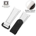 Buy white custom curved end rubber watch strap replacement for Rolex Omega IWC and more 20mm watches for sale