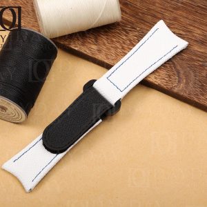 Buy white personalized curved end rubber watch strap replacement for Rolex Omega IWC and more 20mm watches for sale (2)