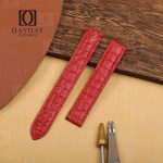 Cartier Tank Alligator leather watch band Red round scale single-folded