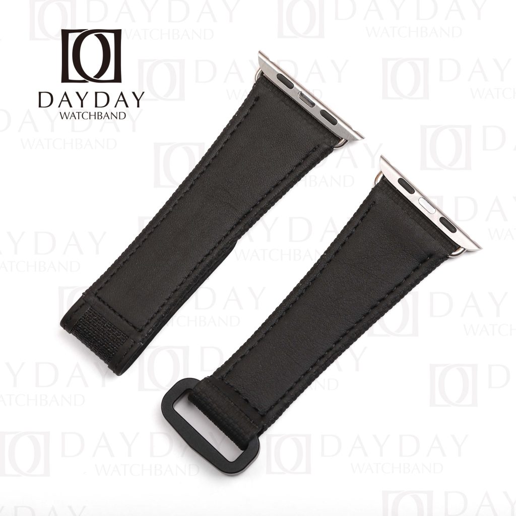 Custom black rubber velcro watch straps replacement for Apple watch men and women 38mm, 40mm, 42mm, 44mm (3)
