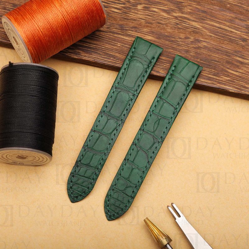 Custom crocodile leather Matte Green quickswitch cartier santos dumont watch band (1)