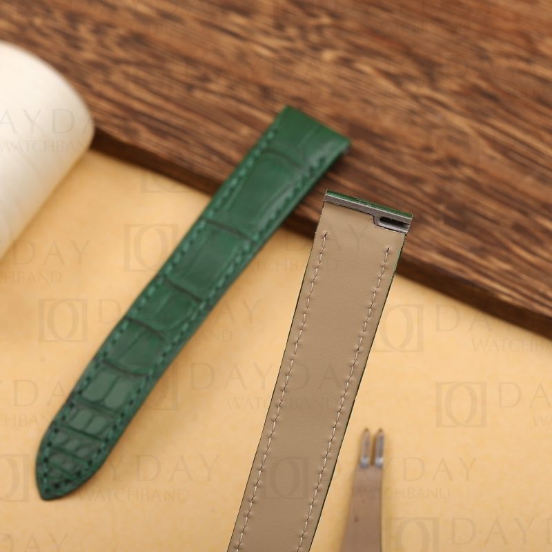 Custom crocodile leather Matte Green quickswitch cartier santos dumont watch band (2)