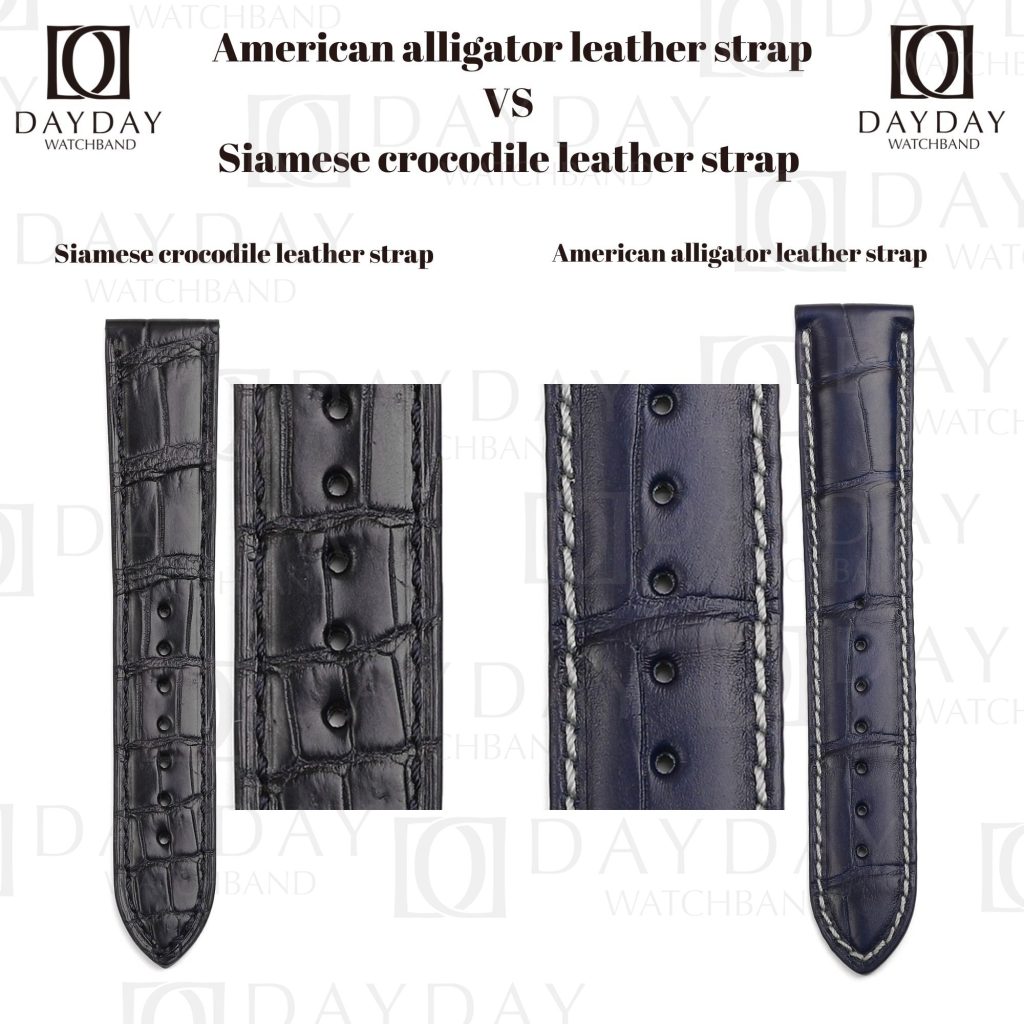 Daydaywatchband custom american alligator leather watch strap compare with siamese alligator strap (2)