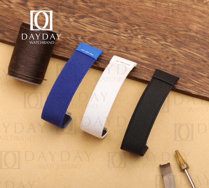 Daydaywatchband custom blue black white elastic rubber watch straps replacement for Richard Mille 035 030 055 011 067 for sale