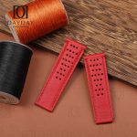 Daydaywatchband custom handmade red calfskin leather watch bands replacement 19mm 20mm for Seiko 5 Sports 55TH Anniversary Limited Edition