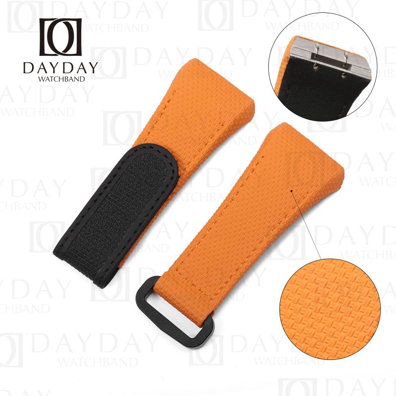 Daydaywatchband orange Custom handmade rubber velcro watch strap band for Franck Muller Vanguard V32 V41 V45 Yachting Skeleton Racing Revolution 7 Days for sale aftermarket