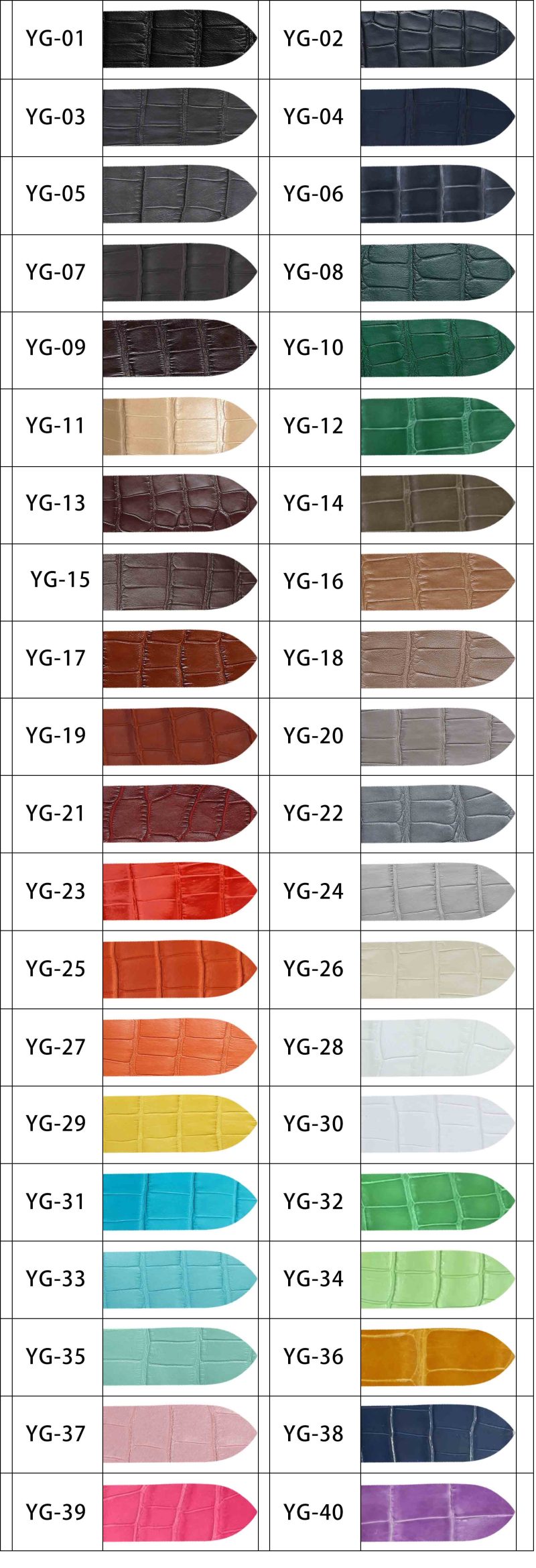 Matte-Belly-Scale-American-Alligator-leather-color-chart