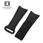 Personalized black curved end rubber watch strap replacement for Rolex Omega IWC and more 20mm watches for sale