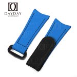 Personalized blue curved end rubber watch strap replacement for Rolex Omega IWC and more 20mm watches for sale