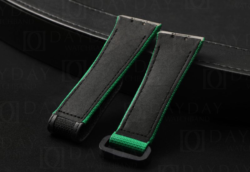 Personalized daydaywatchband bespoke Green rubber velcro watch band replacement for Franck Muller FM Vanguard V32 V41 V45 watch strap (3)