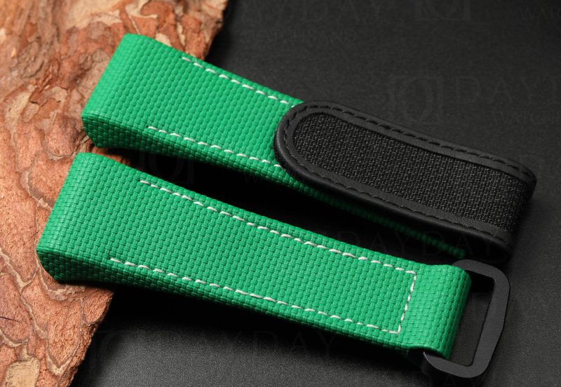 Personalized daydaywatchband bespoke Green rubber velcro watch band replacement for Franck Muller FM Vanguard V32 V41 V45 watch strap (4)