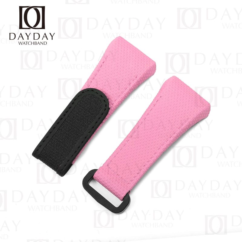 Personalized daydaywatchband bespoke Pink rubber velcro watch band replacement for Franck Muller FM Vanguard V32 V41 V45