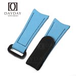 Personalized sky blue curved end rubber watch strap replacement for Rolex Omega IWC and more 20mm watches for sale