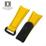 Personalized yellow curved end rubber watch strap replacement for Rolex Omega IWC and more 20mm watches for sale