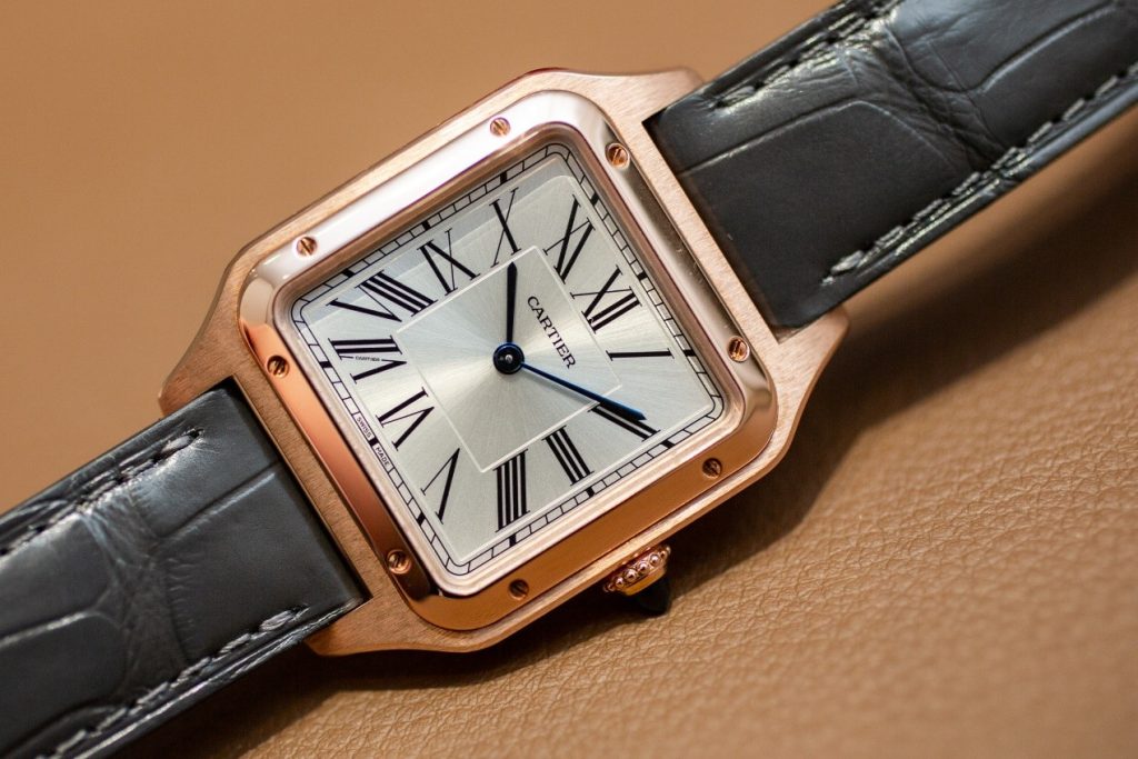 cartier santos Dumont with leather watch strap