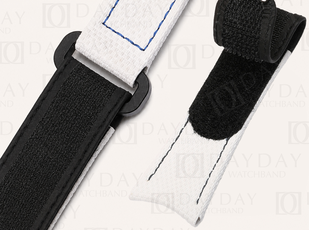 Bespoke Canvas Pattern Rubber Curved End Watch Band for Rolex Omega Audemars Piguet (Multiple Colors) 31 custom-handmade-curved-end-rubber-watch-band-loop
