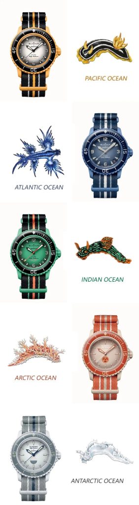 Blancpain X Swatch Scuba Fifty Fathoms all 5 colors watches