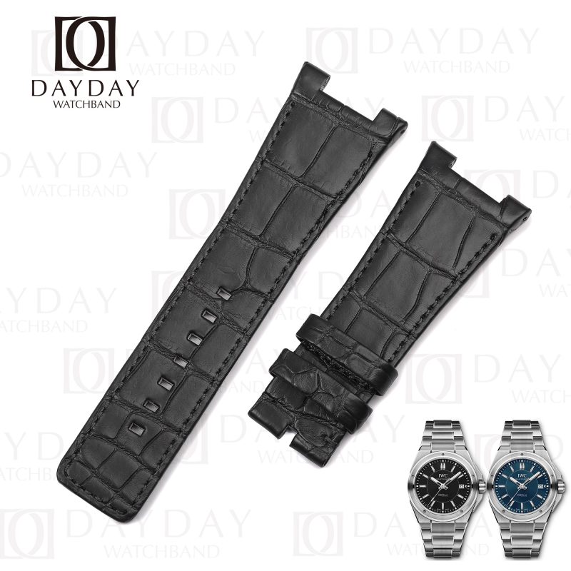 Buy handmade bespoke genuine alligator leather black watch strap replacement for IWC Ingenieur 40 mm Automatic IW323904 for sale